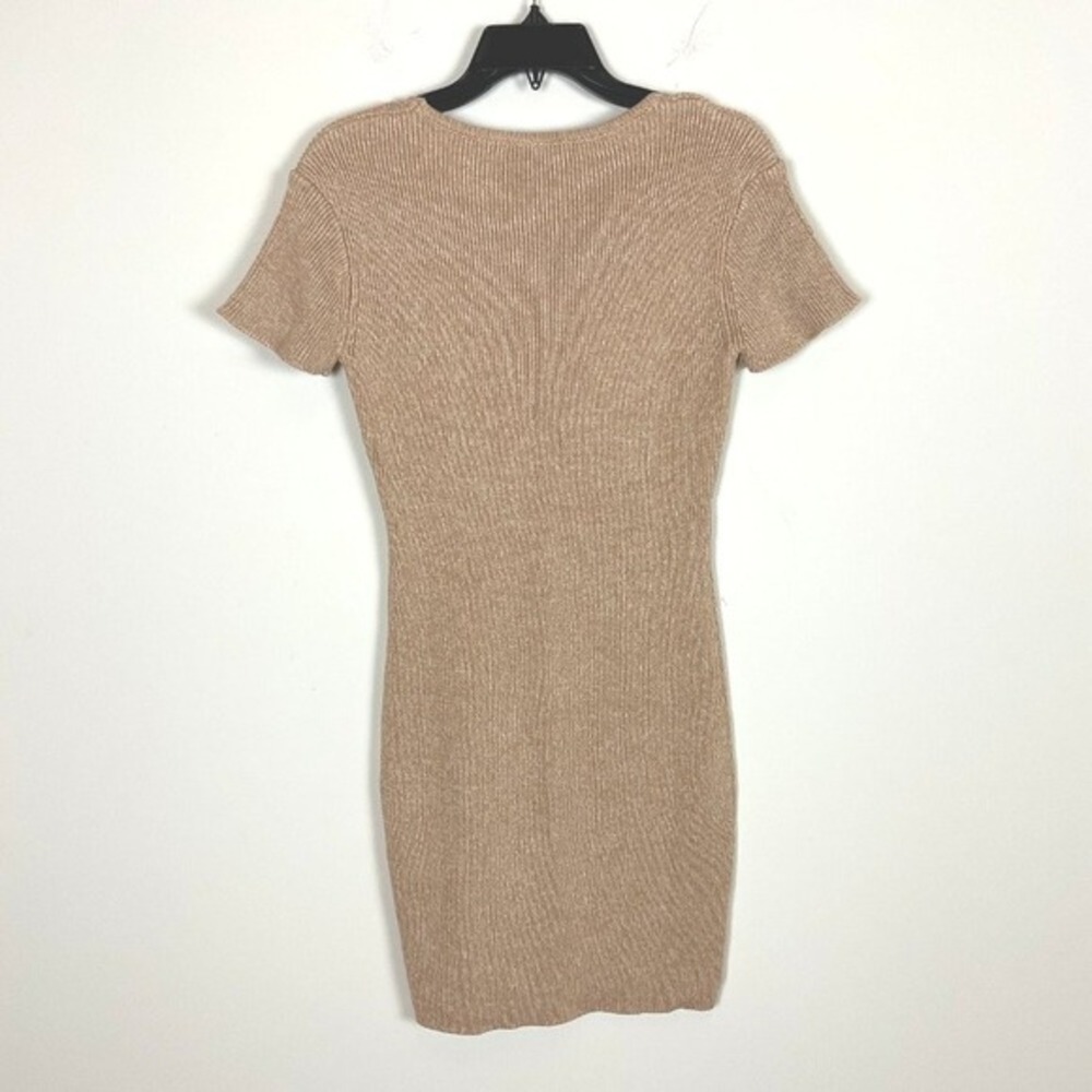 2/$30 Lioness Giselle Ribbed Bodycon Short Sleeve Tan‎ Sweater Mini Dress Small - Picture 7 of 8